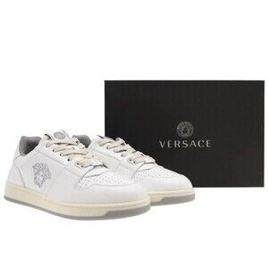 Versace Medusa Men Sneakers White Leather Size 41 / 8 US New NIB w/paperwork